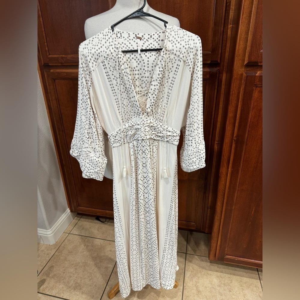 Free People White and Black Polka Dot Dress